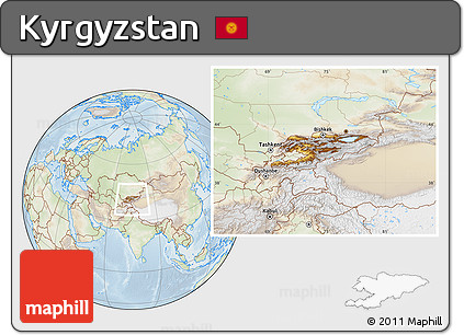 Physical Location Map of Kyrgyzstan, lighten