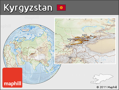 Physical Location Map of Kyrgyzstan, lighten