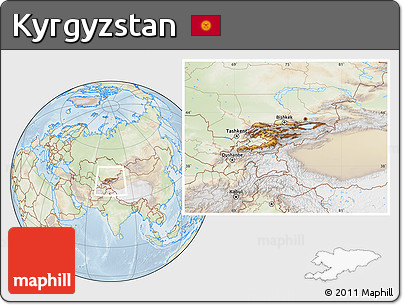Physical Location Map of Kyrgyzstan, lighten
