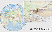 Physical Location Map of Kyrgyzstan, lighten