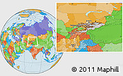 Physical Location Map of Kyrgyzstan, political outside