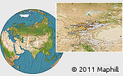 Physical Location Map of Kyrgyzstan, satellite outside