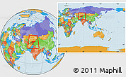 Political Location Map of Kyrgyzstan, within the entire continent