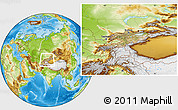 Satellite Location Map of Kyrgyzstan, physical outside