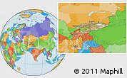 Satellite Location Map of Kyrgyzstan, political outside