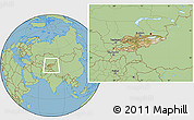 Satellite Location Map of Kyrgyzstan, savanna style outside