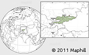 Savanna Style Location Map of Kyrgyzstan, blank outside, hill shading inside