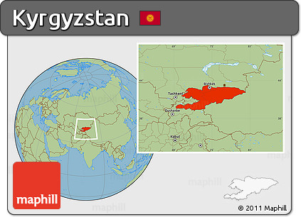 Savanna Style Location Map of Kyrgyzstan