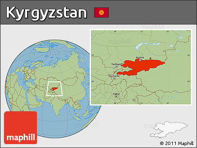 Savanna Style Location Map of Kyrgyzstan