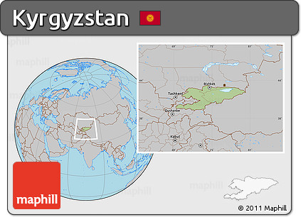 Savanna Style Location Map of Kyrgyzstan, gray outside