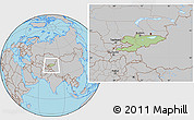 Savanna Style Location Map of Kyrgyzstan, gray outside