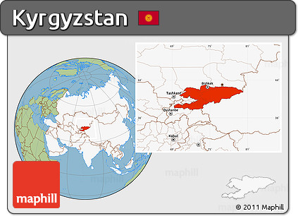 Savanna Style Location Map of Kyrgyzstan, highlighted continent