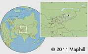 Savanna Style Location Map of Kyrgyzstan, hill shading inside