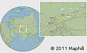 Savanna Style Location Map of Kyrgyzstan, hill shading outside