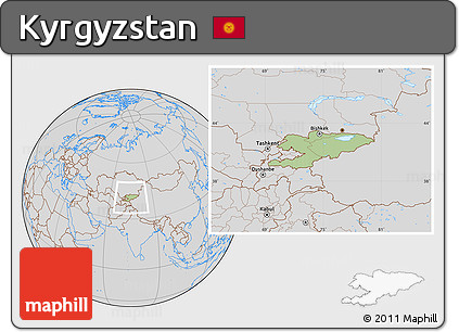 Savanna Style Location Map of Kyrgyzstan, lighten, desaturated