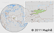 Savanna Style Location Map of Kyrgyzstan, lighten, desaturated