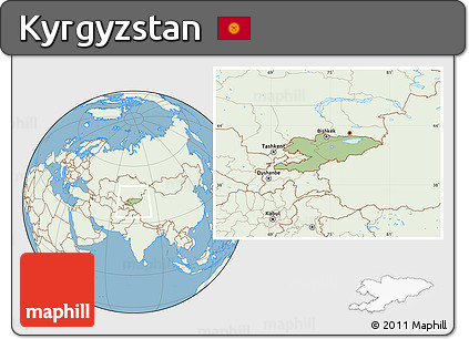 Savanna Style Location Map of Kyrgyzstan, lighten, land only
