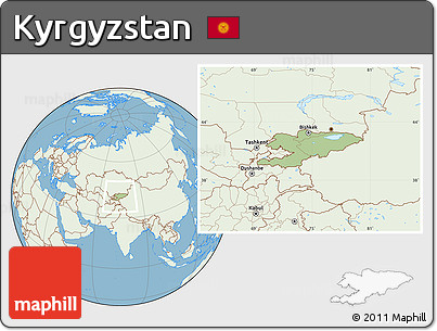 Savanna Style Location Map of Kyrgyzstan, lighten, land only