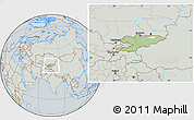 Savanna Style Location Map of Kyrgyzstan, lighten, semi-desaturated