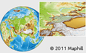 Savanna Style Location Map of Kyrgyzstan, physical outside, hill shading