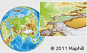 Savanna Style Location Map of Kyrgyzstan, physical outside