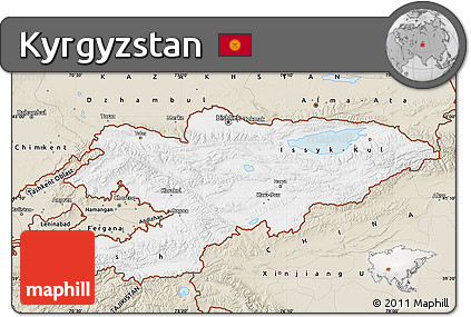 Classic Style Map of Kyrgyzstan