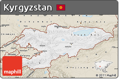 Classic Style Map of Kyrgyzstan