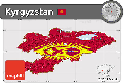 Flag Map of Kyrgyzstan, flag rotated