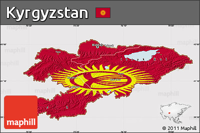 Flag Map of Kyrgyzstan, flag rotated