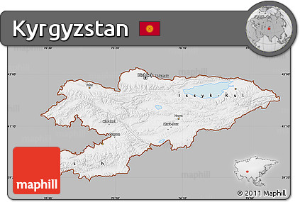 Gray Map of Kyrgyzstan, single color outside