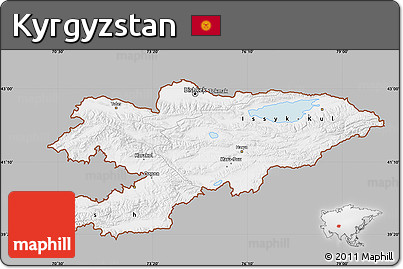 Gray Map of Kyrgyzstan, single color outside