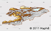 Physical Map of Kyrgyzstan, cropped outside