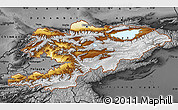 Physical Map of Kyrgyzstan, darken, desaturated