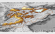 Physical Map of Kyrgyzstan, desaturated