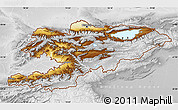 Physical Map of Kyrgyzstan, lighten, desaturated