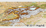 Physical Map of Kyrgyzstan, satellite outside