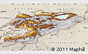 Physical Map of Kyrgyzstan, shaded relief outside