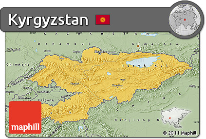 Savanna Style Map of Kyrgyzstan