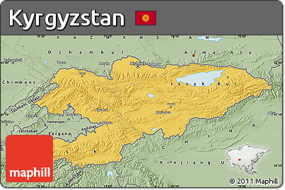 Savanna Style Map of Kyrgyzstan