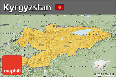 Savanna Style Map of Kyrgyzstan