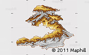 Physical Map of Osh, cropped outside