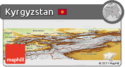Physical Panoramic Map of Kyrgyzstan