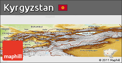 Physical Panoramic Map of Kyrgyzstan