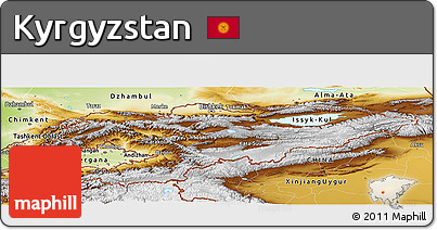 Physical Panoramic Map of Kyrgyzstan