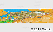 Satellite Panoramic Map of Kyrgyzstan, political outside