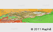 Satellite Panoramic Map of Kyrgyzstan, political shades outside