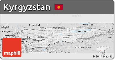 Silver Style Panoramic Map of Kyrgyzstan