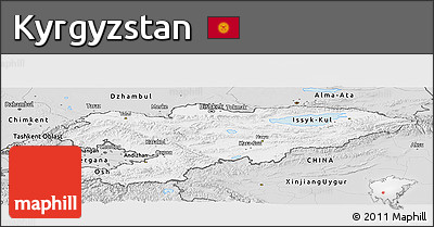 Silver Style Panoramic Map of Kyrgyzstan