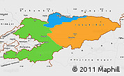Political Simple Map of Kyrgyzstan, single color outside, borders and labels