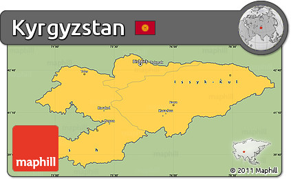 Savanna Style Simple Map of Kyrgyzstan, cropped outside
